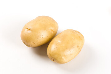 Raw potatoes isolated on white background