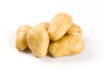 Raw potatoes isolated on white background