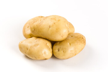 Raw potatoes isolated on white background