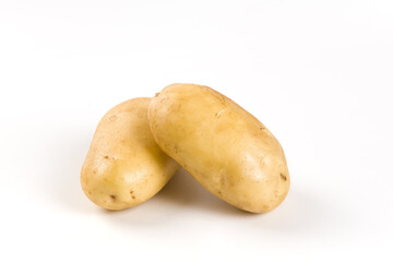Raw potatoes isolated on white background