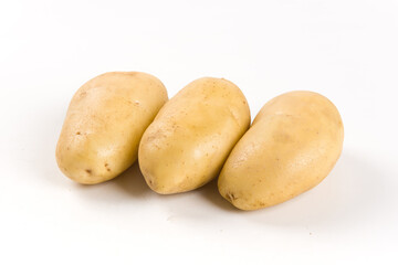 Raw potatoes isolated on white background