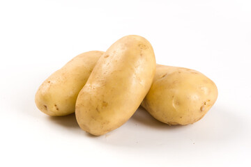Raw potatoes isolated on white background