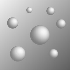 Spheres on gray background in technology concept. Minimal abstract background. 3d illustration.