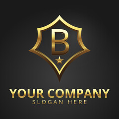 Letter B 3D Gold Logo Luxury Modern
