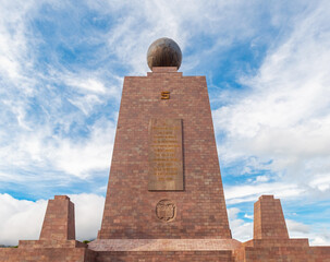 The equator line building monument in Mitad del Mundo (Middle of the World), Quito, Ecuador. - obrazy, fototapety, plakaty
