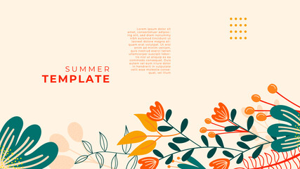 Simple floral leaves background. Vector design templates in simple modern style with copy space for text, flowers and leaves - wedding invitation backgrounds and frames, social media stories wallpaper