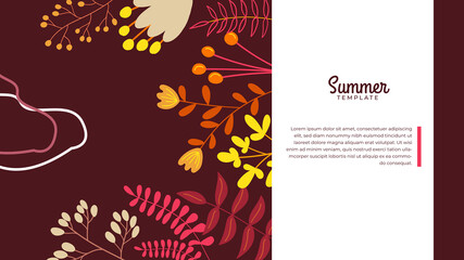 Floral leaves abstract background with copy space for text