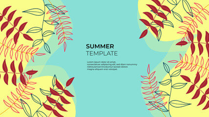 Floral and leaves summer background. Vector set of social media stories design templates, backgrounds with copy space for text - summer landscape