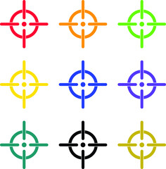  target vector isolated icons. Sniper sight vector black set icon