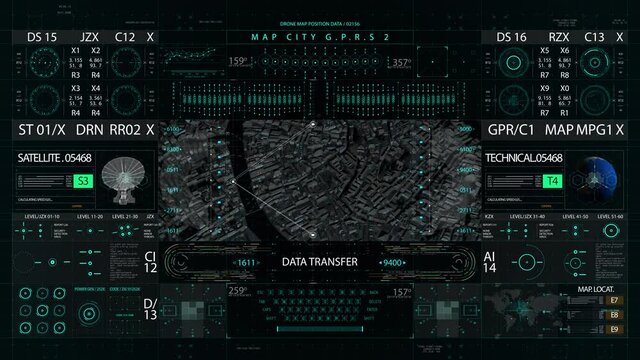 World map HUD interface display 