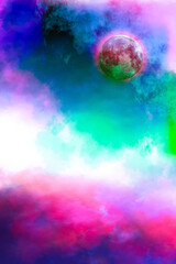 Obraz na płótnie Canvas Planet surrounded by colourful space.