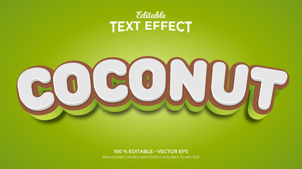 Fototapeta na wymiar Coconut 3d Editable Text Effects Templates