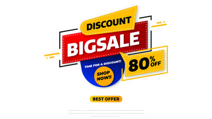 Fototapeta premium Sale banner template design with geometric background , Big sale special offer up to 80% off. Super Sale, end of season special offer banner. vector illustration.