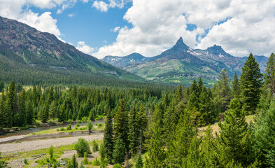 Beartooth Scenic Byway - Pilot and Index Peak in the Absaroka Range - Clarks Fork Yellowstone River