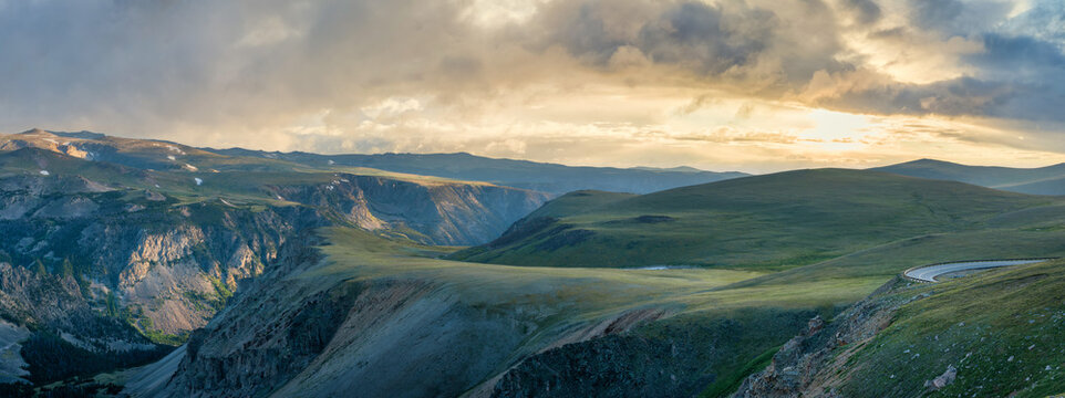 Sunrise light on the Beartooth Highway scenic byway - overlook