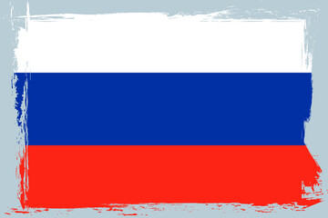 Flag of Russia, banner with grunge brush