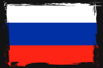Flag of Russia, banner with grunge brush