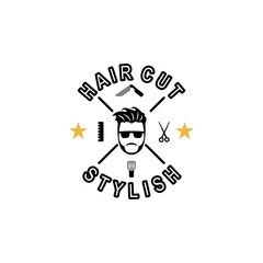 vintage barbershop logo design and template