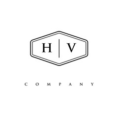 initial HV logo design vector