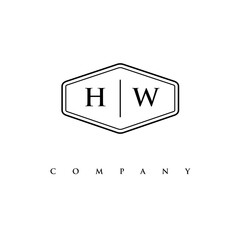 initial HW logo design vector