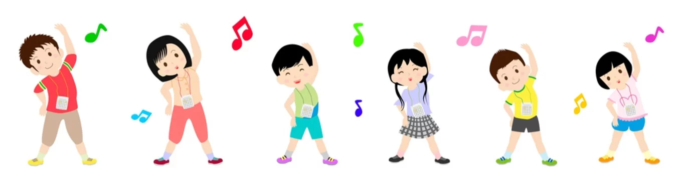 夏休みのラジオ体操のベクターイラスト Stock ベクター Adobe Stock