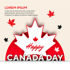 Happy canada day with maple leaf
