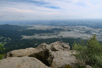 Fototapeta na wymiar The view from Mt Tsukuba Nyotaisan in Tsukuba, Ibaraki, Japan. May 26, 2021.