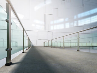 empty walkway with glass barrier