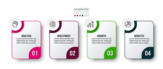 Infographic business template with step or option design.