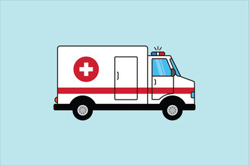 Ambulance icon. ambulance isolated on a blue background. vector illustration in flat style