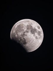 Partially eclipsed moon during blood moon/supermoon/total lunar eclipse. Christchurch, New Zealand, May 2021.