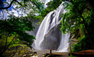 beautiful landscape of Klong Lan Waterfall ,waterfall in klong Lan national park KamphaengPhet Thailand
