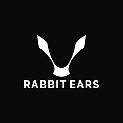 Abstract silhouette rabbit ears symbol logo template in flat design monogram illustration