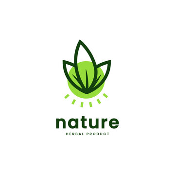 Group of plant leaf natural logo with line style bold icon