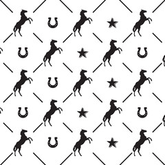 Black horse horseshoe seamless pattern a vector image