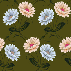 seamless vector flower design pattern on background 