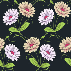 seamless vector flower design pattern on background 