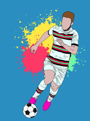 Vector image. Action national team players kicking the ball.