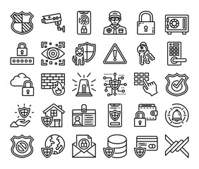 Security Outline Vector Icons