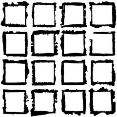 Square vector frame border. Grunge ink illustration. Creative backgrounds template for tags, labels, cards. Hand drawn frame brush strokes.