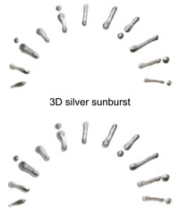 立体の太陽線アイコンセット（銀色）