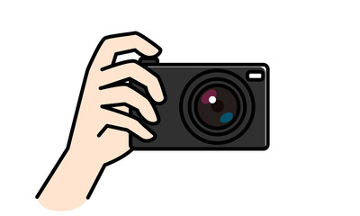 カメラを持つ手のシンプルなベクターグラフィック