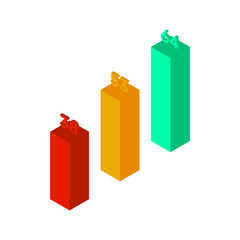 The histogram. Multi-colored graph on a white background. Growth chart. Isometry.