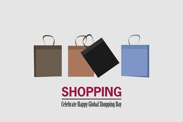 Shopping bags symbol. Celebrate Happy Global Shopping Day vector illustration.  