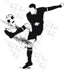 vector silhouette of a football player kicking a football