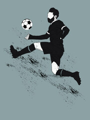 vector silhouette of a football player kicking a football