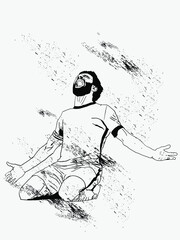 vector silhouette of a football player kicking a football