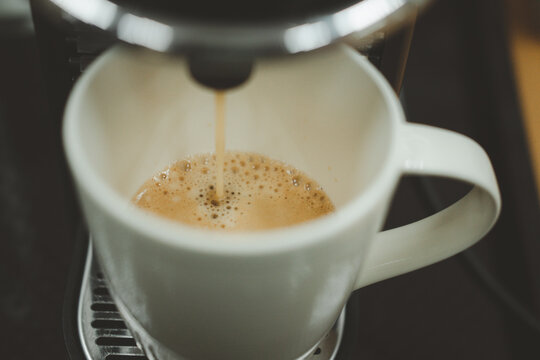 Pouring Coffee Machine For Making Espresso At Home.