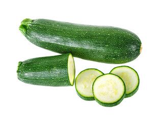 zucchini with slice isolated on white background