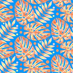 Tropical jungle leaves seamless pattern.Vector drawing. Abstract art nature background vector. Exotic jungle wallpaper. Summer background. Summer tropical leaf. Decorative print.